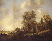 REMBRANDT Harmenszoon van Rijn View of a Town on a River USA oil painting artist